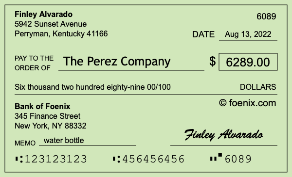 How to write a check for $6,289