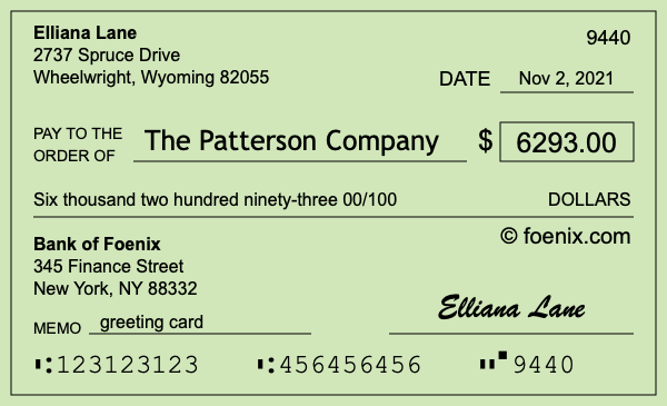 How to write a check for $6,293