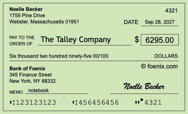 How to write a check for $6,295