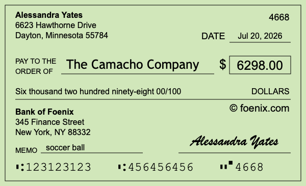 How to write a check for $6,298