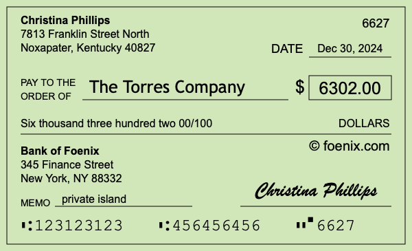 How to write a check for $6,302