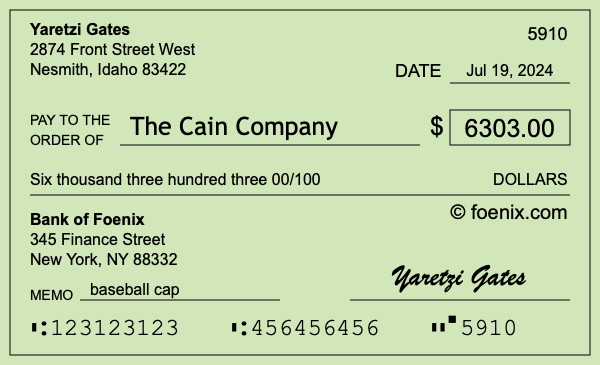 How to write a check for $6,303