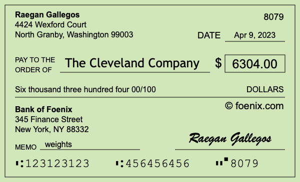 How to write a check for $6,304