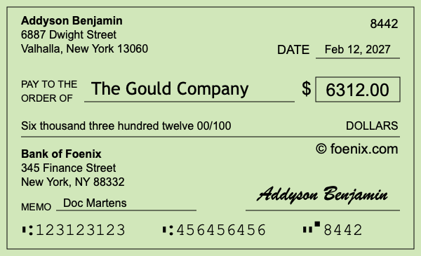 How to write a check for $6,312