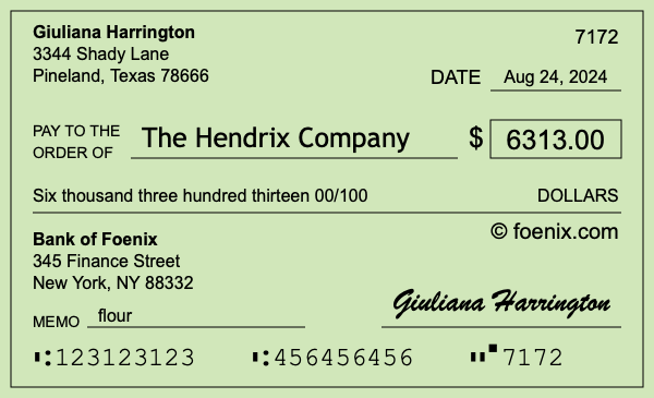 How to write a check for $6,313