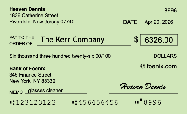 How to write a check for $6,326