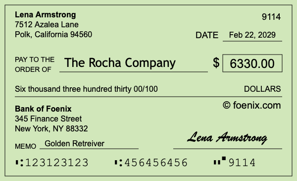 How to write a check for $6,330