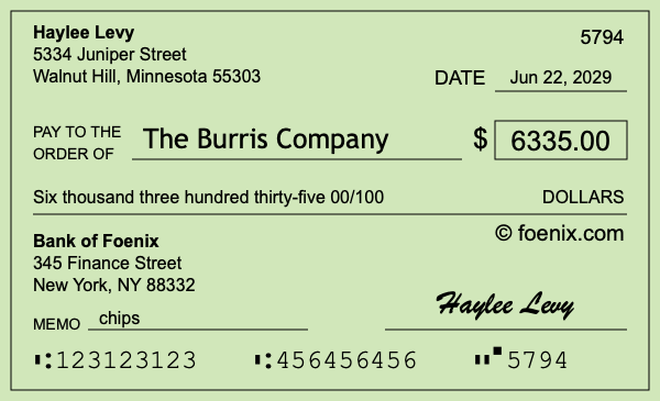 How to write a check for $6,335