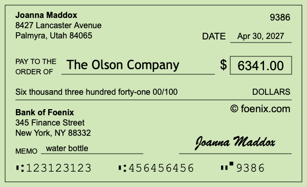 How to write a check for $6,341