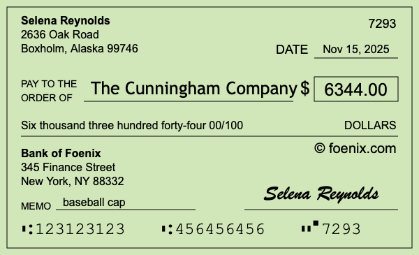How to write a check for $6,344