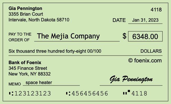 How to write a check for $6,348