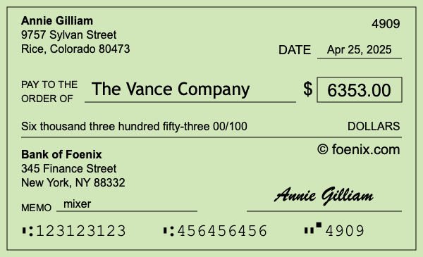 How to write a check for $6,353