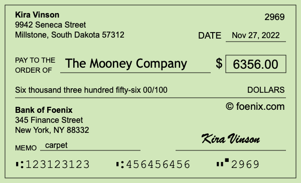 How to write a check for $6,356