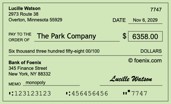 How to write a check for $6,358