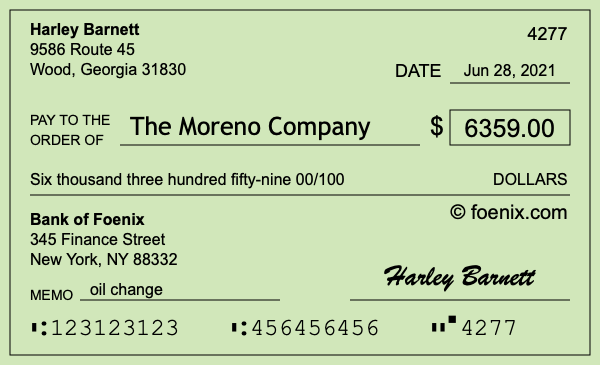 How to write a check for $6,359