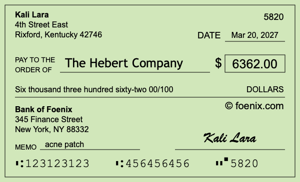 How to write a check for $6,362