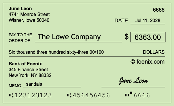How to write a check for $6,363