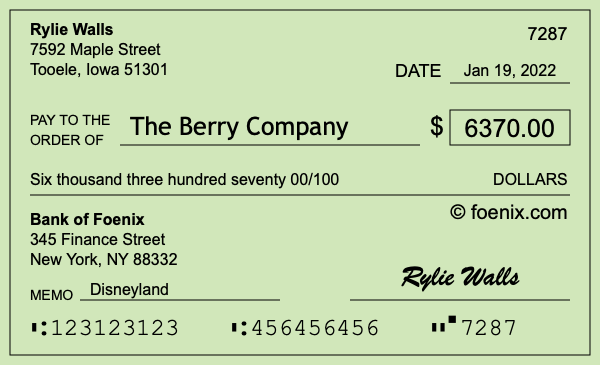 How to write a check for $6,370
