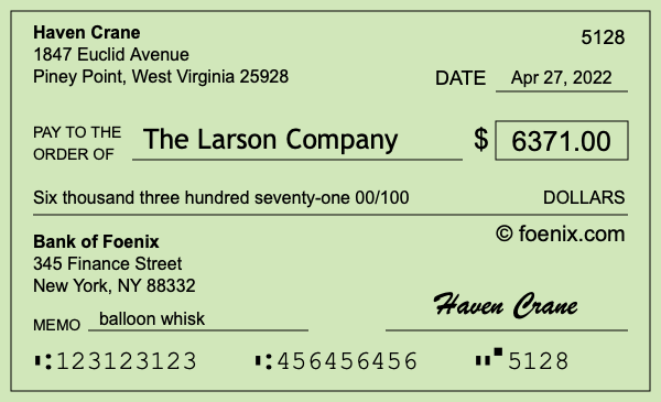 How to write a check for $6,371