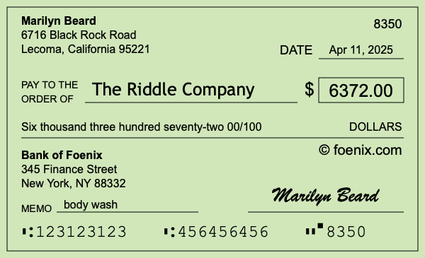 How to write a check for $6,372