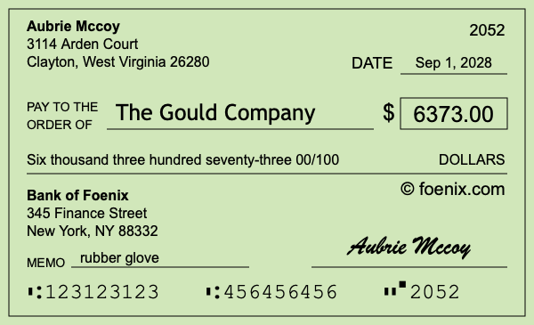 How to write a check for $6,373