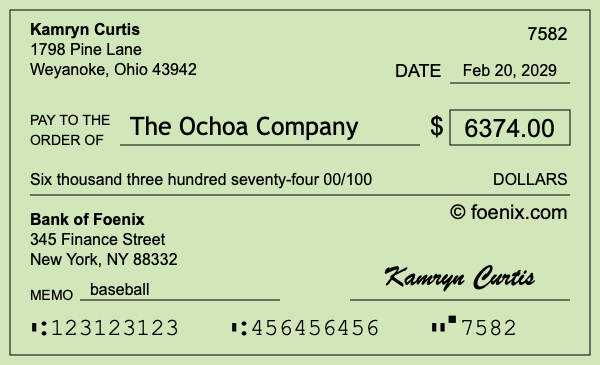 How to write a check for $6,374