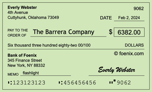 How to write a check for $6,382