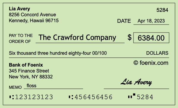 How to write a check for $6,384