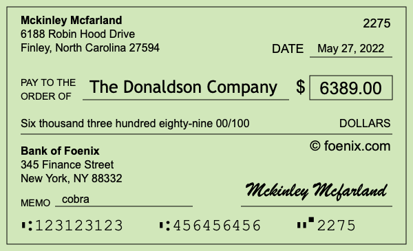 How to write a check for $6,389