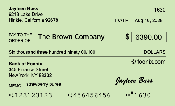 How to write a check for $6,390