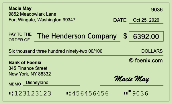 How to write a check for $6,392