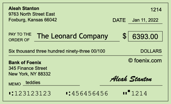 How to write a check for $6,393