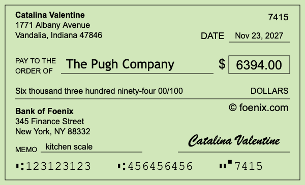 How to write a check for $6,394