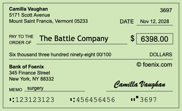 How to write a check for $6,398