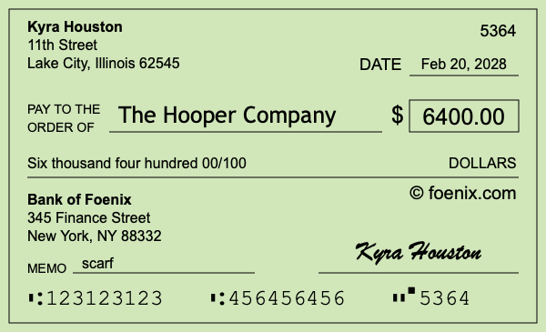 How to write a check for $6,400