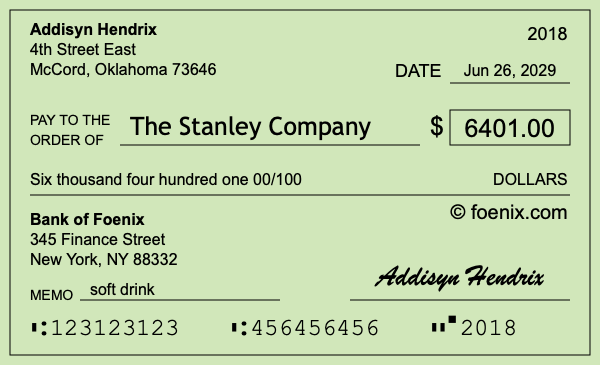How to write a check for $6,401