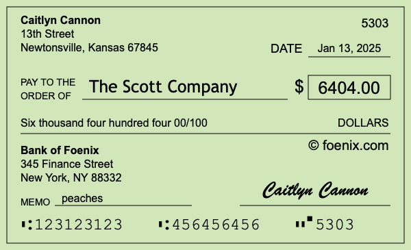 How to write a check for $6,404
