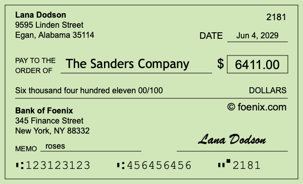 How to write a check for $6,411