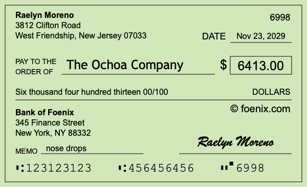 How to write a check for $6,413