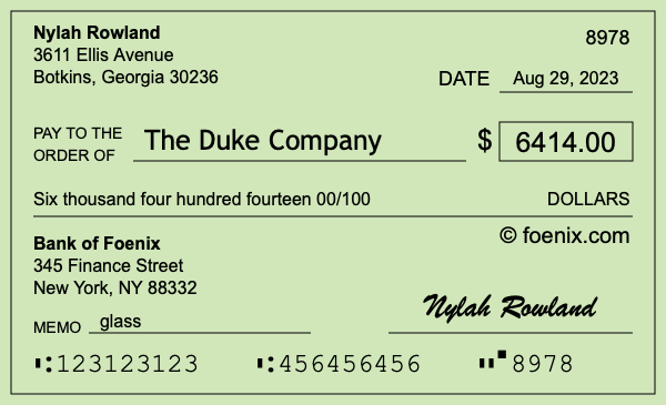 How to write a check for $6,414
