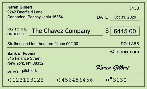 How to write a check for $6,415