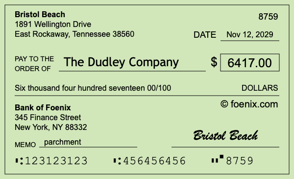 How to write a check for $6,417