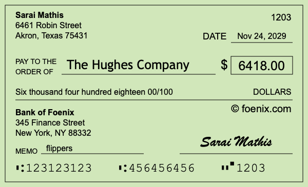 How to write a check for $6,418