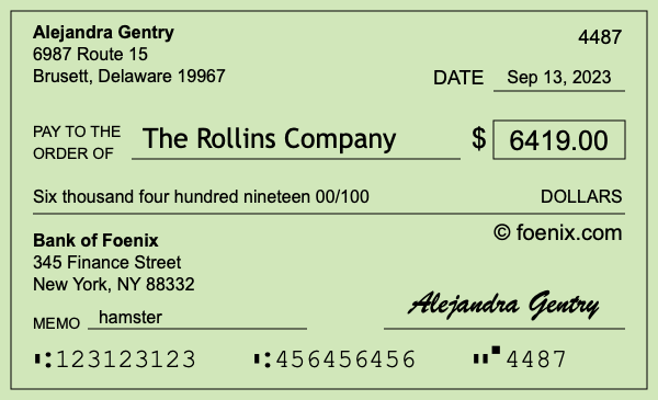 How to write a check for $6,419