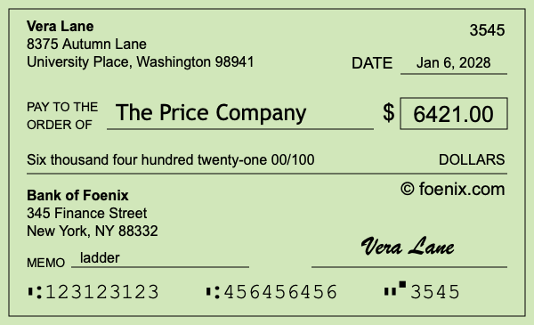 How to write a check for $6,421