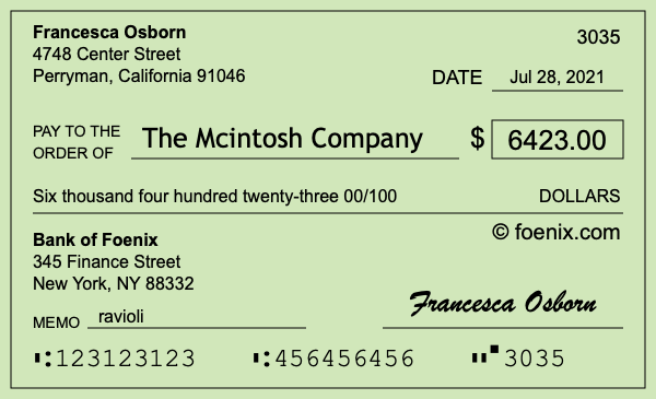 How to write a check for $6,423