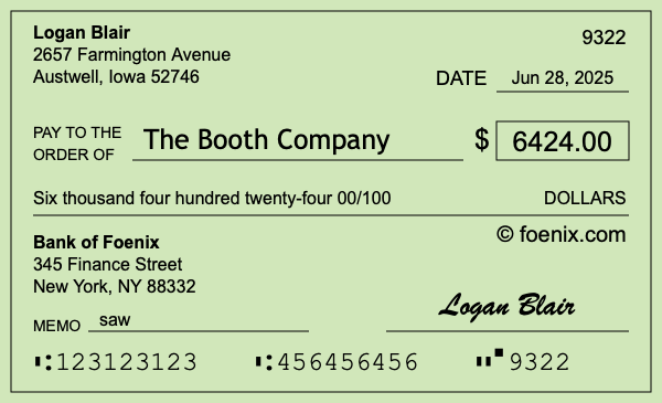 How to write a check for $6,424