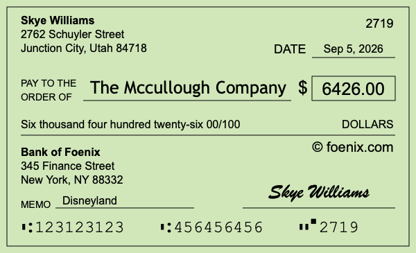 How to write a check for $6,426