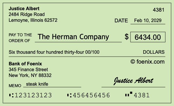 How to write a check for $6,434