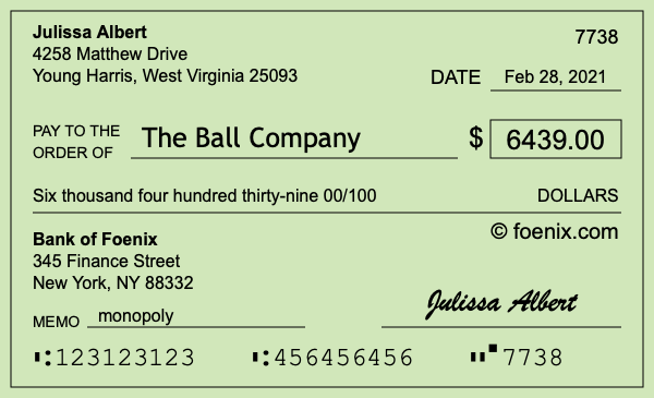 How to write a check for $6,439